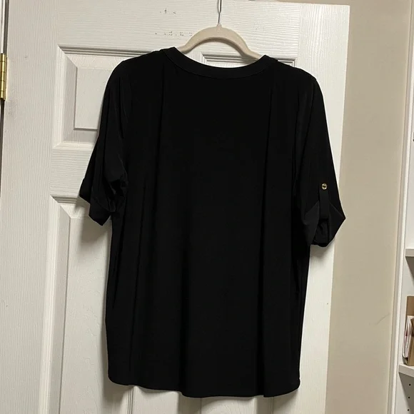 Anne Klein Plus Black Blouse with Gold Button Detail - Picture 5 of 5